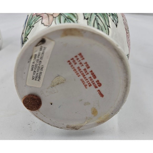 Floral Porcelain Vase Candlestick Trinket Box Cat Decor Set Cottagecore - Picture 9 of 16